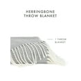 thumbnail image 5 of Comfort Canopy - Lightweight Gray Herringbone Throw Blanket with Fringed Edges, 5 of 9