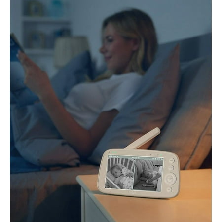 VAVA 5" 720P HD Baby Monitor with 2 Cameras, Night Vision, Zoom/Pan/Tilt, 2-Way Audio, White-New