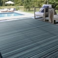 thumbnail image 3 of 4x6 Waterproof, Reversible Plastic Straw Outdoor Rugs for Patios | Also for Camping, RV, Deck, Porch, Balcony, Camp, Patio | Navy, Stripes | Size: 4' x 5'11'', 3 of 10