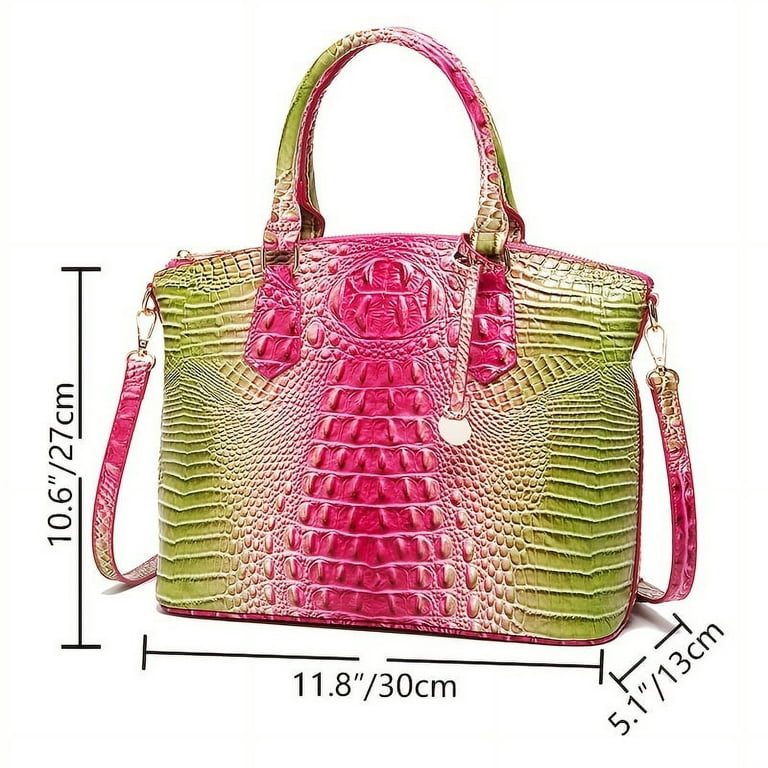 Ombre Crocodile Pattern Handbag, Women's Leather Shoulder Bag