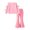 Pink, variant on CYRBOKO Girls 2‑Piece Outfit Sets Size 10-12, Casual Fall Winter Elastic Waist Bow Long Sleeve Tops and Flare Pants Blue