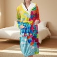thumbnail image 2 of Women's Fleece Plush Robe Long Warm Plush Bathrobe Loungewear Jacket Printed Comfort Robe, 2 of 5