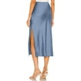 thumbnail image 3 of Ediodpoh Satin Midi Skirt Womens High Waist Solid Color Casual Slit Skirt with Elastic Waist Long Skirts for Women Blue XL, 3 of 4
