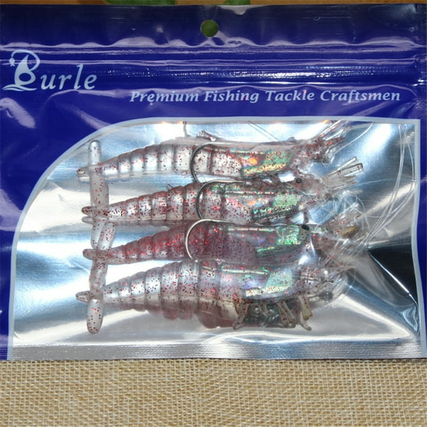 Ouyawei Burle 4pcs/Lot Lead Jig Head Soft Shrimp Fishing Lures Softbait Shrimp Type Lure 90mm/10g