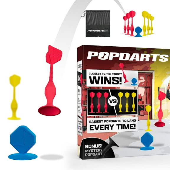 Popdarts Game Red & Yellow Rookie Pack – Beginner-Friendly Suction Cup Dart Game for Indoor/Outdoor Play