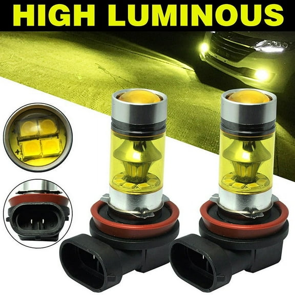 Upgrade Your Car's Fog Lights with 2Pcs 4300K H11 H8 Yellow Bulbs 2323 LED