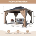 thumbnail image 2 of Erommy  Hardtop Asphalt Roof Spruce Wood Gazebo 10' x 12', 2 of 5