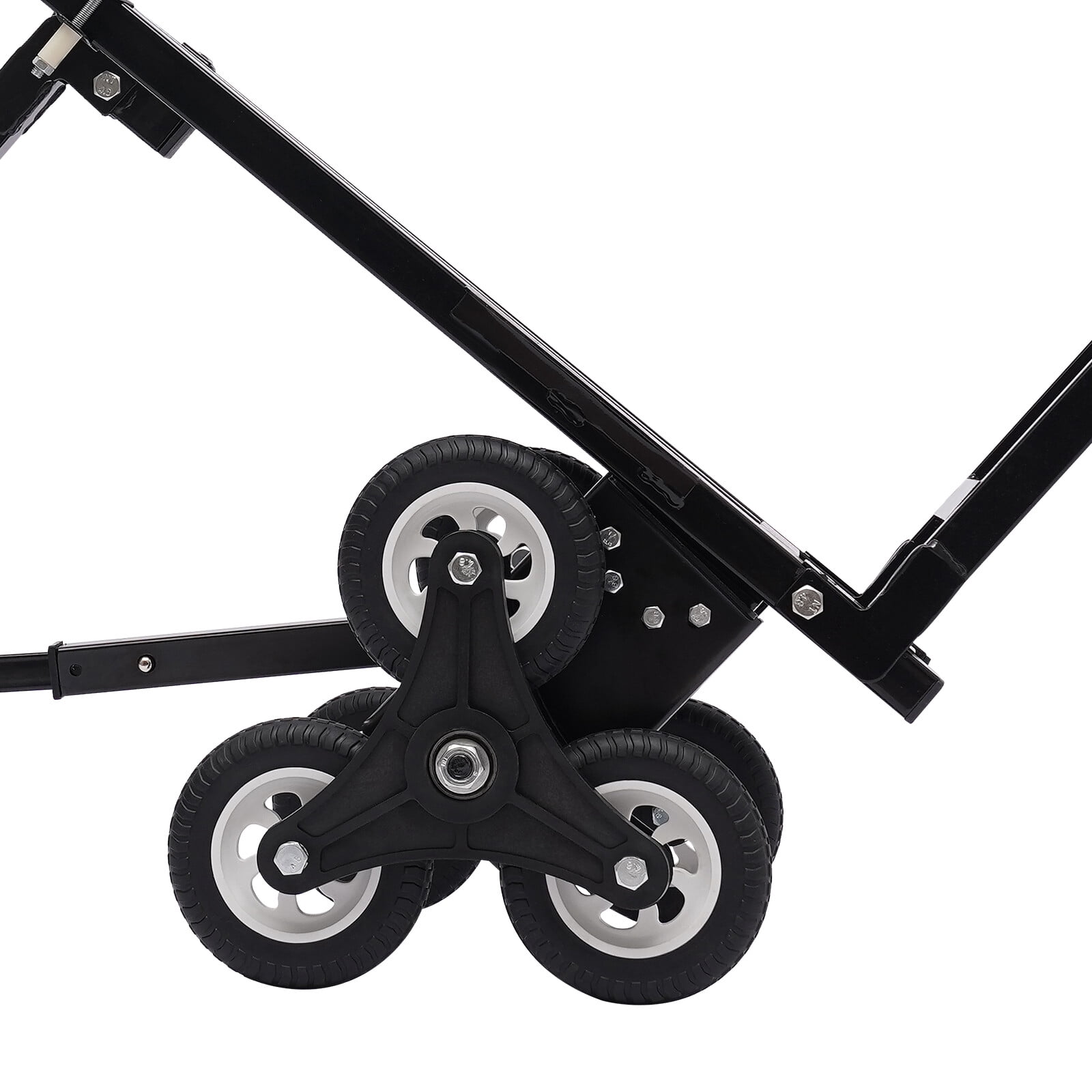 460lbs Black Stair Climbing Cart Trolley Stair Climber Hand Truck 29-45in Height All Terrain Heavy Duty Stair Dolly with 6 Wheels