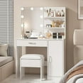 Vanity Desk with Lighted Mirror & Power Strip Vanity Table with Lights