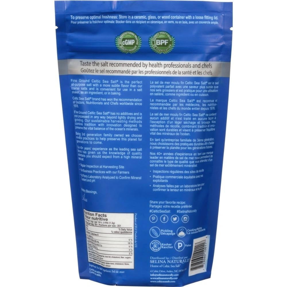 Pack of 6, Celtic Fine Ground Sea Salt, 1 lb