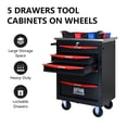 thumbnail image 5 of Noble House 5-Drawer Rolling Tool Organizer Cart, Steel Mobile Chest Storage with Worktop for Garage Workshop, Black, 5 of 13