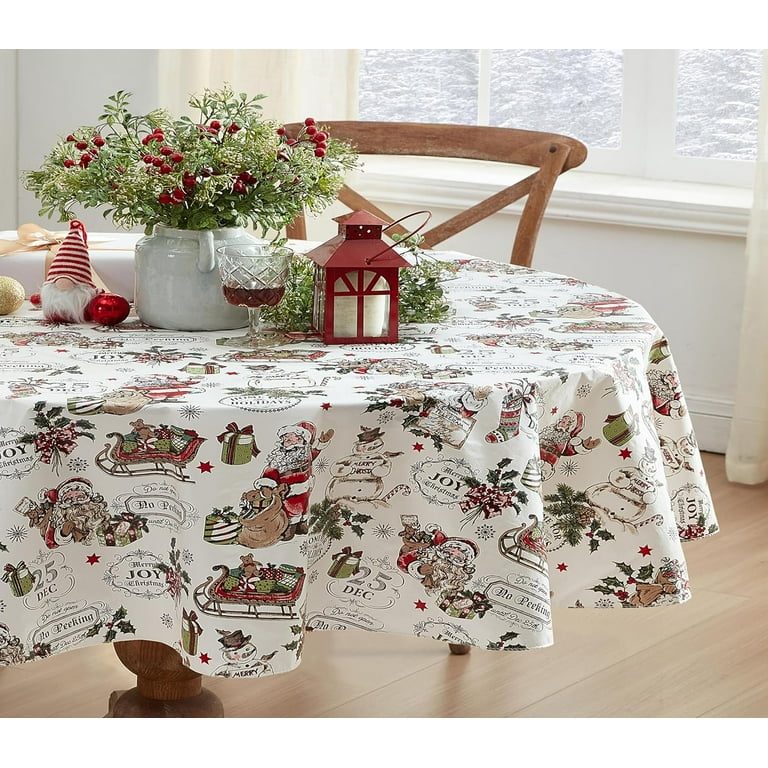 Christmas Ribbon 70 in. Multi Round 100% Polyester Tablecloth Christmas Ribbon 70 in. Multi Round 100% Polyester Tablecloth