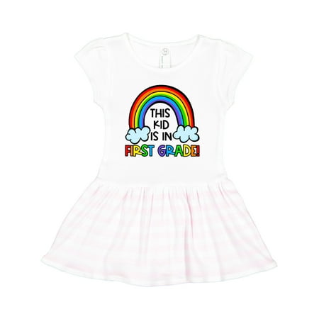

Inktastic This Kid is in 1st Grade Cute Rainbow and Clouds Gift Toddler Girl Dress