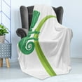 thumbnail image 4 of Reptile Soft Flannel Fleece Blanket, Exotic Grumpy Lizard Holding onto Grass with Curled Tail Jungle Cartoon Camouflage, Cozy Plush for Indoor and Outdoor Use, 60" x 80", Green White, by Ambesonne, 4 of 5