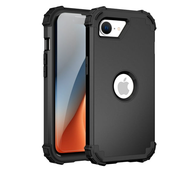 Dteck for iPhone 16e Case with Screen Protector, Heavy Duty Shockproof Dust/Drop Poof 3 Layers Full Bady Protection Rugged Cover Case for iPhone 16E 2025 6.1",Black