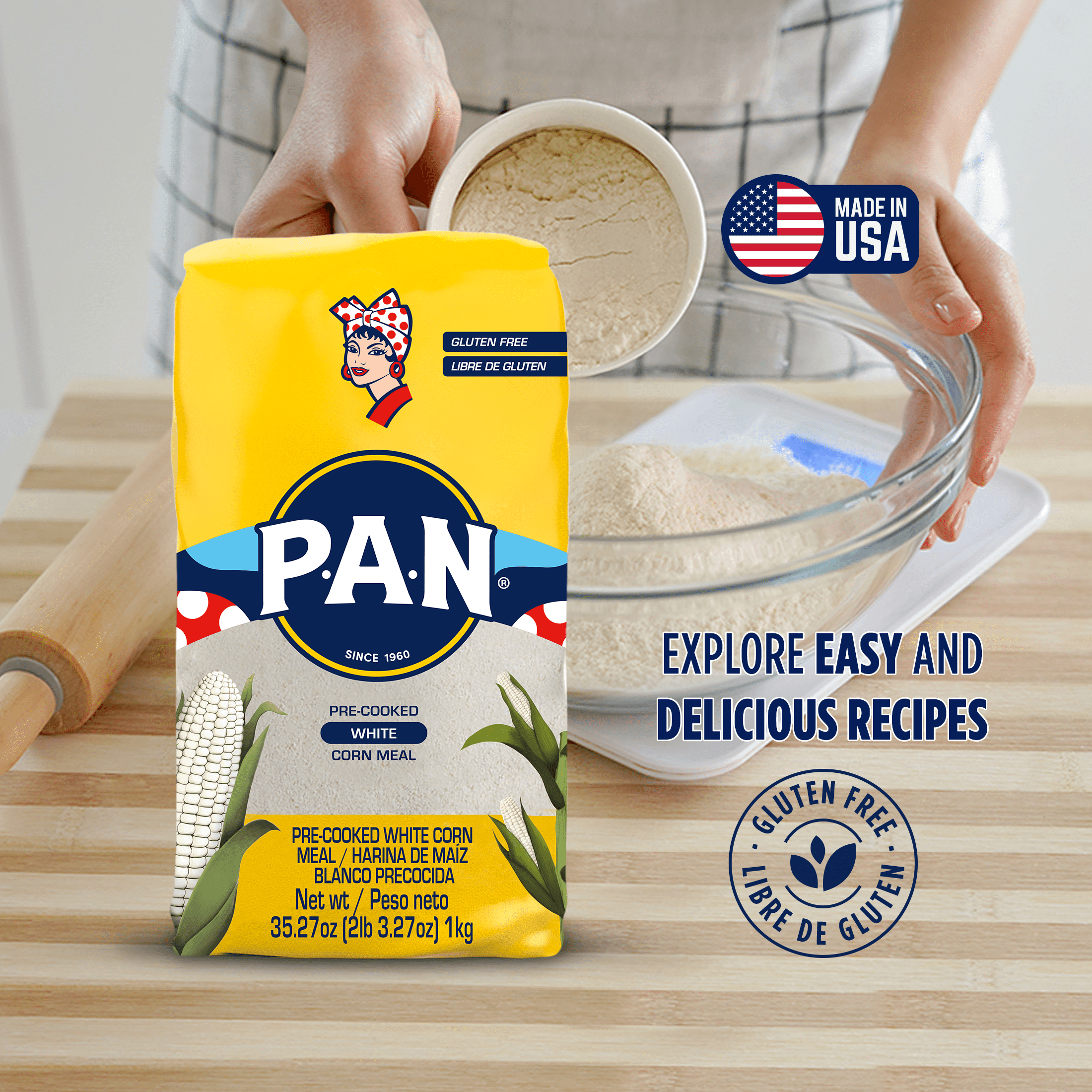 (10 pack) P.A.N. Gluten Free White Corn Meal 35.27 oz