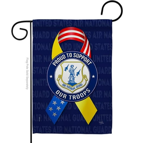 Breeze Decor G158657-BO 13 x 18.5 in. Support Air National Guard Troops Garden Flag with Armed Forces Double-Sided Decorative Vertical Flags House Decoration Banner Yard Gift