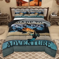 Homewish Pike Fish Bedding Comforter Set,Rustic Farmhouse Cabin Twin Comforter Sets,Outdoor Adventure Bedding Set For Boys Kids,Luxury Bedroom Decor Reversible,2-Piece
