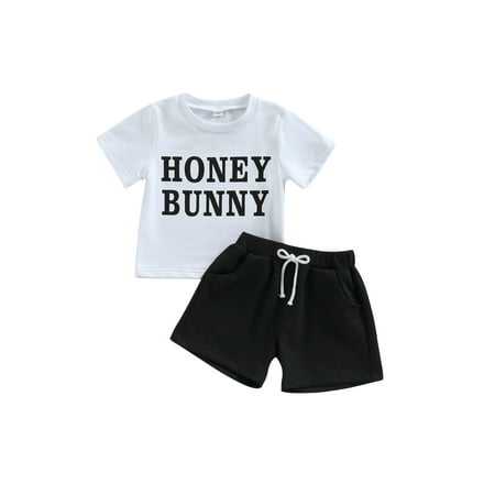 

Toddler Baby Boy Short Sleeve Letter Print T-shirt Casual Shorts Summer Outfits 0-4 Years Clothes