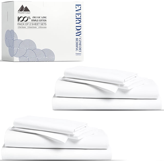 Sábanas Mayfair Linen King Size 100% algodón orgánico 8 piezas