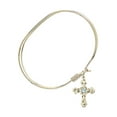 thumbnail image 2 of 7 inch Oval Eye Hook Bangle Bracelet w/ Cross medal charm w/ March Blue Swarovski Crystal, 2 of 3