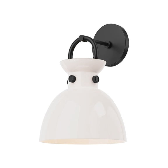 WV411809MBGO-Alora Lighting-Waldo - 1 Light Bath Vanity with Glass-12.75 Inches Tall and 8.75 Inches Wide-Matte Black Finish-Glossy Opal Glass Color