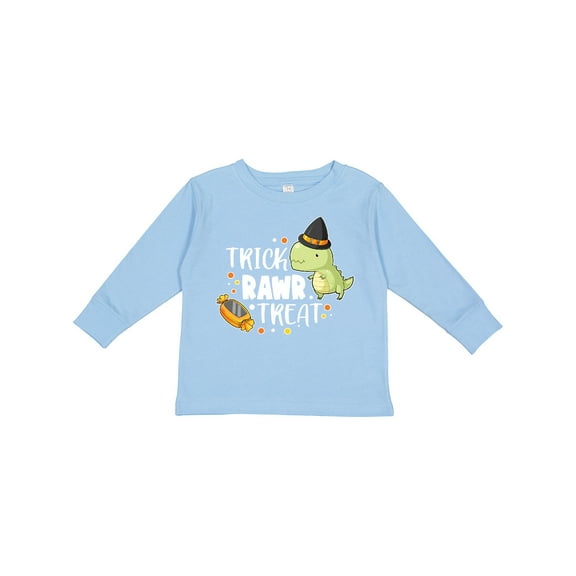 Inktastic Halloween Trick Rawr Treat with Dinosaur Boys or Girls Long Sleeve Toddler T-Shirt
