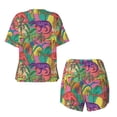 thumbnail image 6 of "Wukai Colorful Dinosaur Women's Pajama Set - Short-Sleeve Top and Shorts with Elastic Waistband and Pockets for Loungewear, Yoga, and Casual Wear-X-Large, 6 of 8