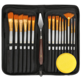thumbnail image 1 of Art Paint Brushes Set for for Watercolor, Acrylic, Oil- 15 Different Sizes for Artists, Adults & Kids, Contains Premium Nylon Hairs-Free Art Knife and Sponge, Silver, 1 of 5