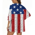 thumbnail image 6 of Dolkfu Fourth of July Coverup American Flag Print Puff Sleeve Kimono Cardigan Loose Chiffon Cover Up, 6 of 7