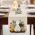 thumbnail image 3 of Easter Eggs Table Runner, Rabbit Spring Botanical Wildflowers Bunny Beige Cotton Linen Table Runners 70 Inches Long, Dresser Scarf Runner for Dining/Kitchen/Coffee/TV Stands/Cabinets 13''x70'', 3 of 9