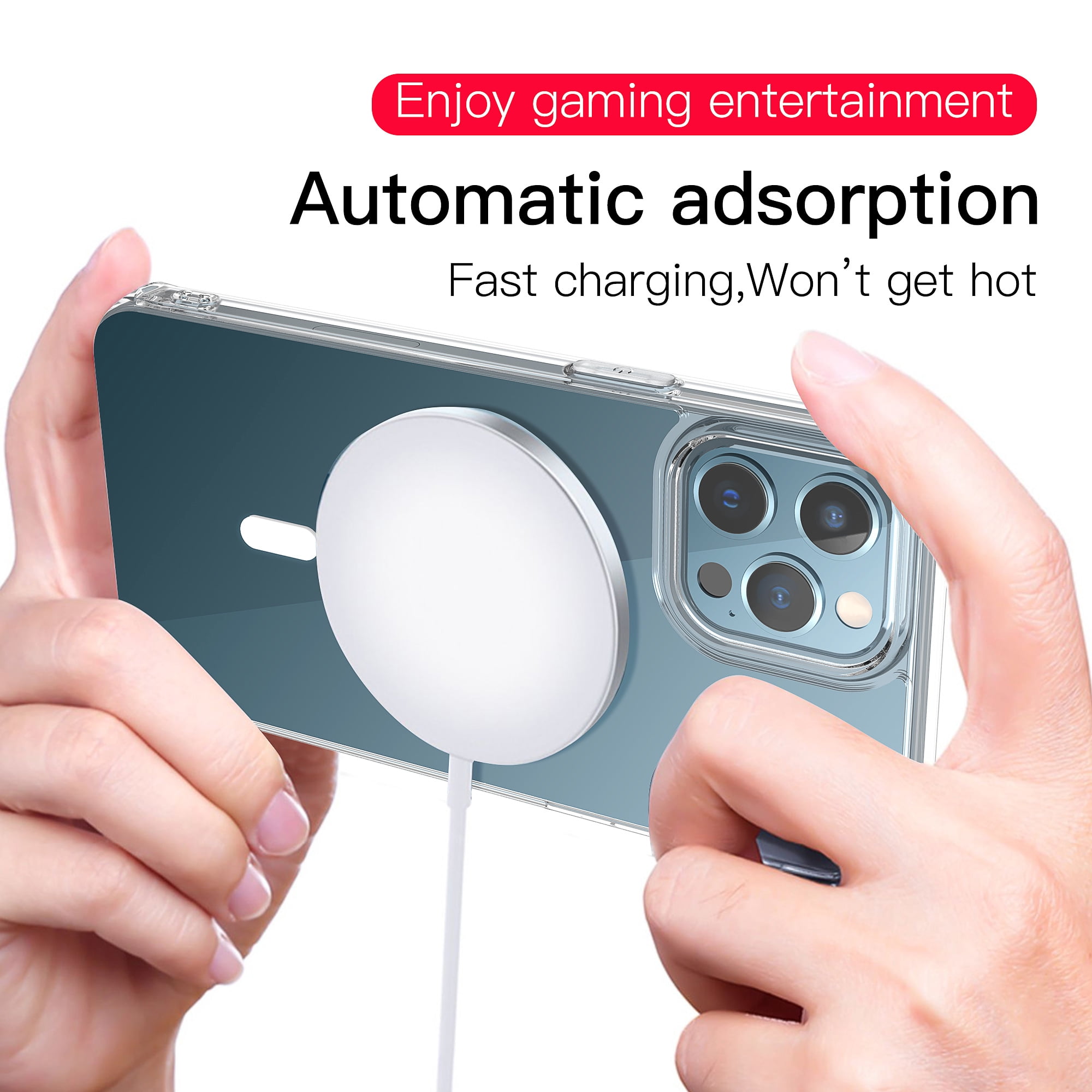 Surlong Clear Magnetic Phone Case for iPhone 12 Case/12 Pro Case, Compatible with MagSafe Wireless Charging