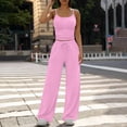 thumbnail image 4 of Miluxas 2 Piece Outfits for Women Sleeveless Cami Top and Wide Leg Sweatpants Soft Casualwear Set Pink, 4 of 7