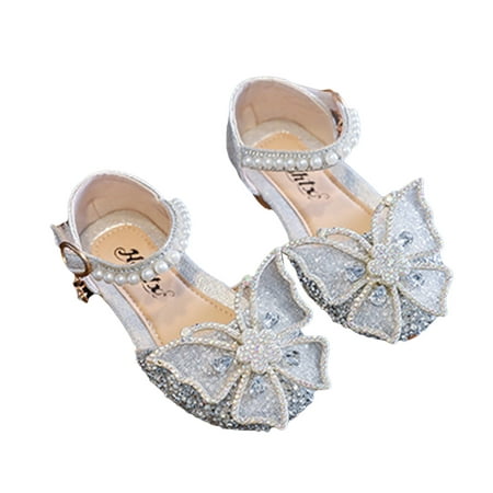 

aturustex Rhinestone Butterfly Pearls Girl Sandals for Casual Summer Dancing