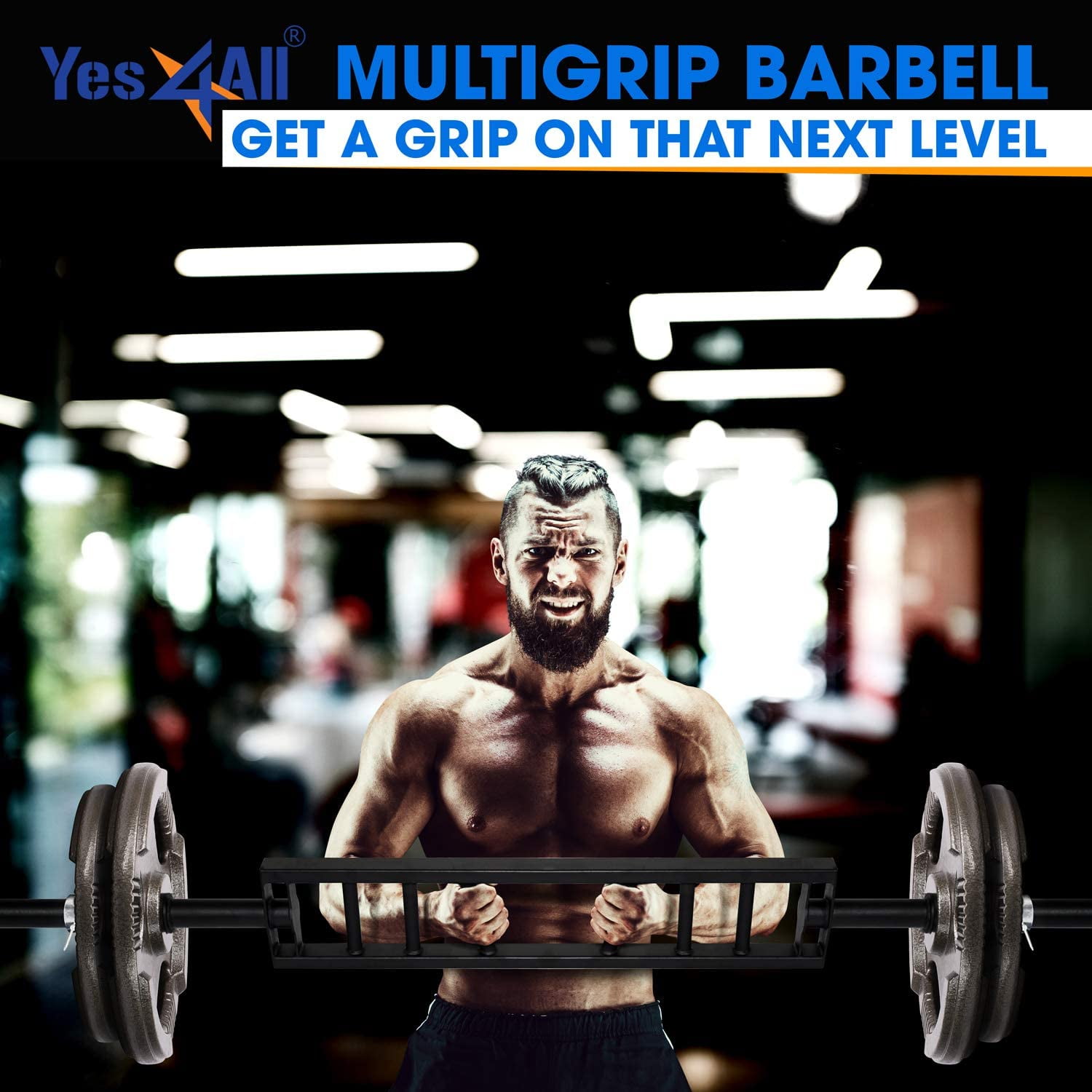 Yes4All Steel Multigrip Barbell, Single 