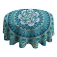 thumbnail image 4 of Round Waterproof Tablecloth 60×60 Inch, Boho Style Reusable Indoor/Outdoor Durable Table Cover for Party Kitchen Dinner Room Decor, 4 of 6
