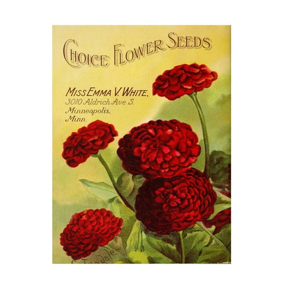 Canvas Wall Art - Vintage Apple Collection 'Red Flowers 1919' Wall Art for Living Room, Bedroom, or Office Décor by Trademark Fine Art - 14 x 19 Inches