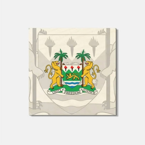 Sierra Leone Coat Of Arms 4'' X 4'' Square Wooden Coaster