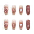 thumbnail image 2 of FCOGIN Long Coffin, 24 Pieces, Pink, White, Heart, Gradient, Acrylic False Nail, Press on Nail, 2 of 6