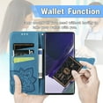 thumbnail image 4 of Compatible with Galaxy A14 5G Wallet Case, [Kickstand Feature][Wrist Strap][Card Slots][3D Bling Rhinestone Emboss Butterfly] Leather Magnetic Flip Case for Samsung Galaxy A14 5G, Blue, 4 of 9
