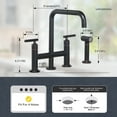 thumbnail image 2 of WOWOW Brass Double Handle Bridge Kitchen Faucet, Deck Mount Kitchen Sink Faucet with Side Sprayer, 2 of 8