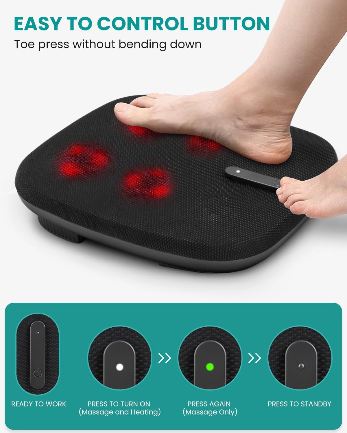 Nekteck Shiatsu Foot Massager with Heat, Electric Feet Massager Machine with Deep Kneading, Rolling&Scraping, for Plantar Fasciitis Pain Relief, Foot Warmer for Home Office, Gifts for Women Men