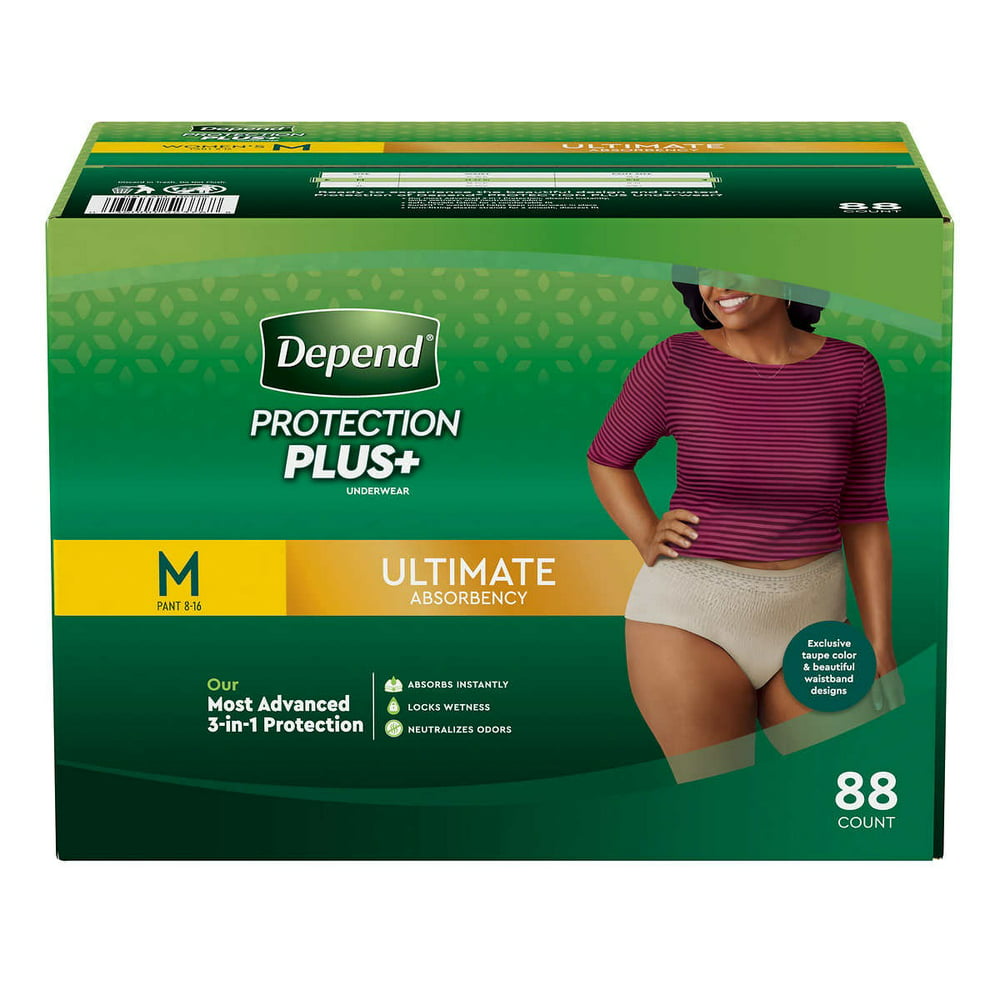 Depend Protection Plus Ultimate Underwear For Women Medium 88 Count