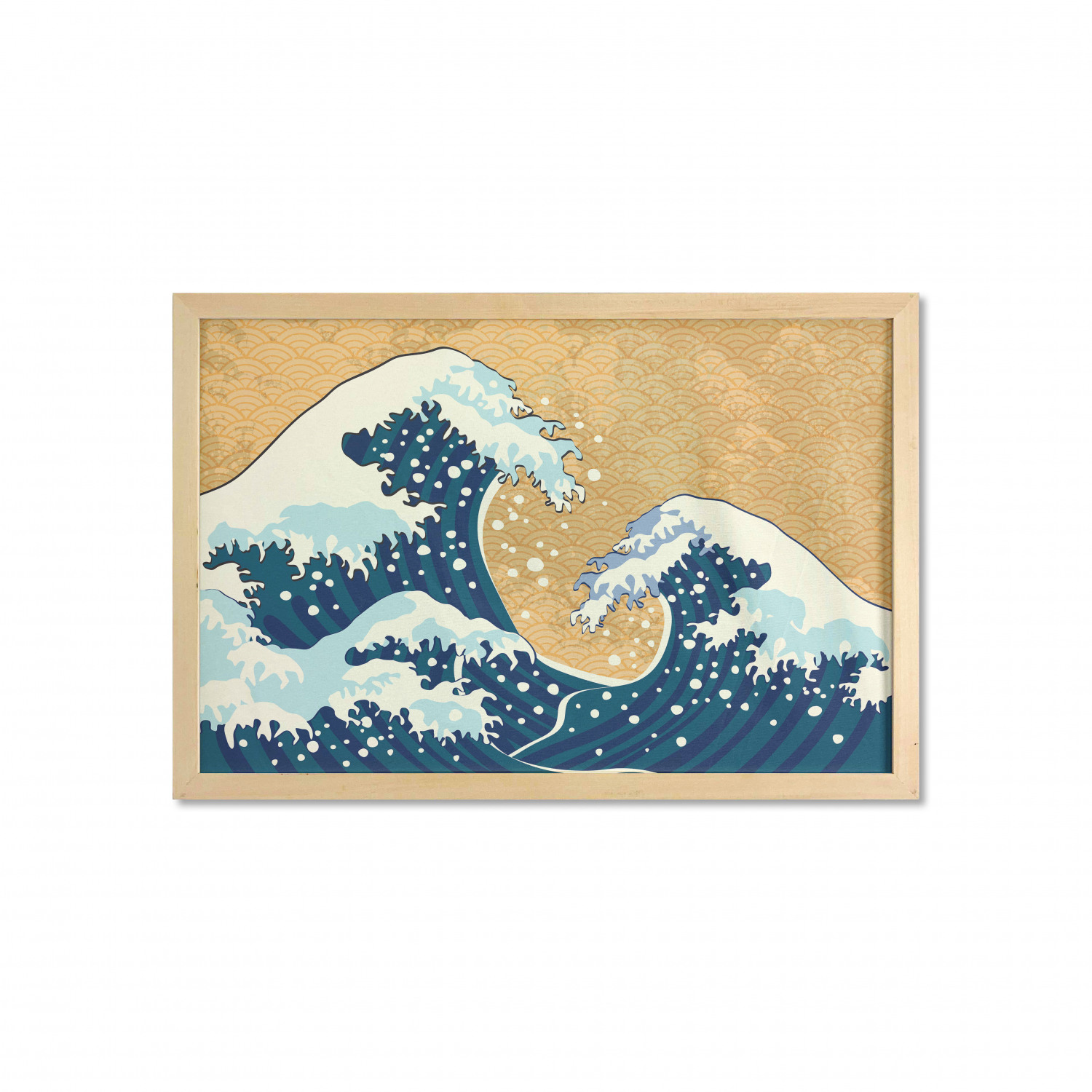 Japanese Wave Wall Art with Frame, Sea Storm in Japan Traditional