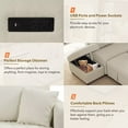 thumbnail image 4 of 82.6" L-shaped Sectional Pull Out Sofa Bed, Fabric Upholstered Sleeper Sofa with Two USB Ports and Storage Ottoman, Convertible Sectional Sofa Couch for Living Room, Beige, 4 of 7