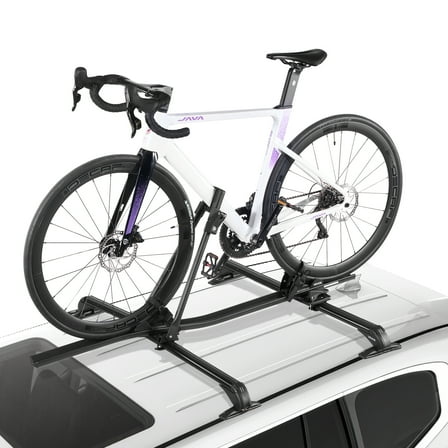 VEVOR Roof Bike Rack, 33 lbs Capacity, Upright Roof Mount Bicycle Rack with Secure Locking System for Most Standard Crossbars, Aluminum Upright Rooftop Bike Rack 1 Bike Carrier for Car SUV, Black