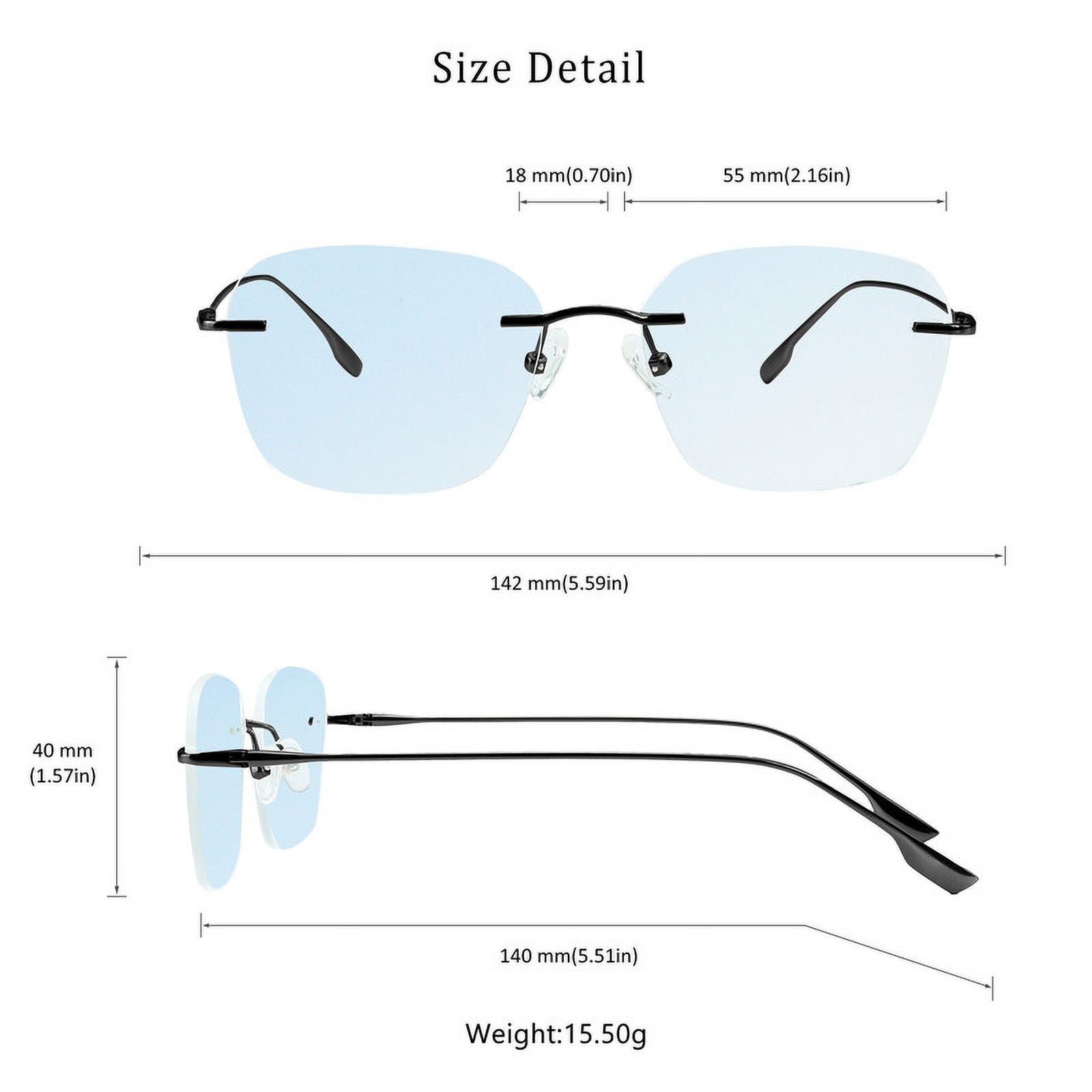LifeArt Pure Titanium Frame Glasses/Blue Light Blocking Reading Glasses, Reduce Eyestrain, Stylish for Men and Women(Black,+1.50 Magnification)