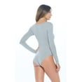 thumbnail image 4 of Natural Uniforms Long Sleeve Scoop Neck Body Suit--Breathable Cotton Stretch(Heather Charcoal, X-Small), 4 of 6