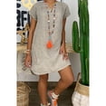thumbnail image 4 of Vestido de manga corta con cuello en V, informal, suelto, a la moda, suave, elástico, sencillo, fluido, camisero para verano, 4 of 8