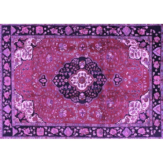 Ahgly Company Indoor Rectangle Medallion Purple Traditional Area Rugs, 3' x 5'